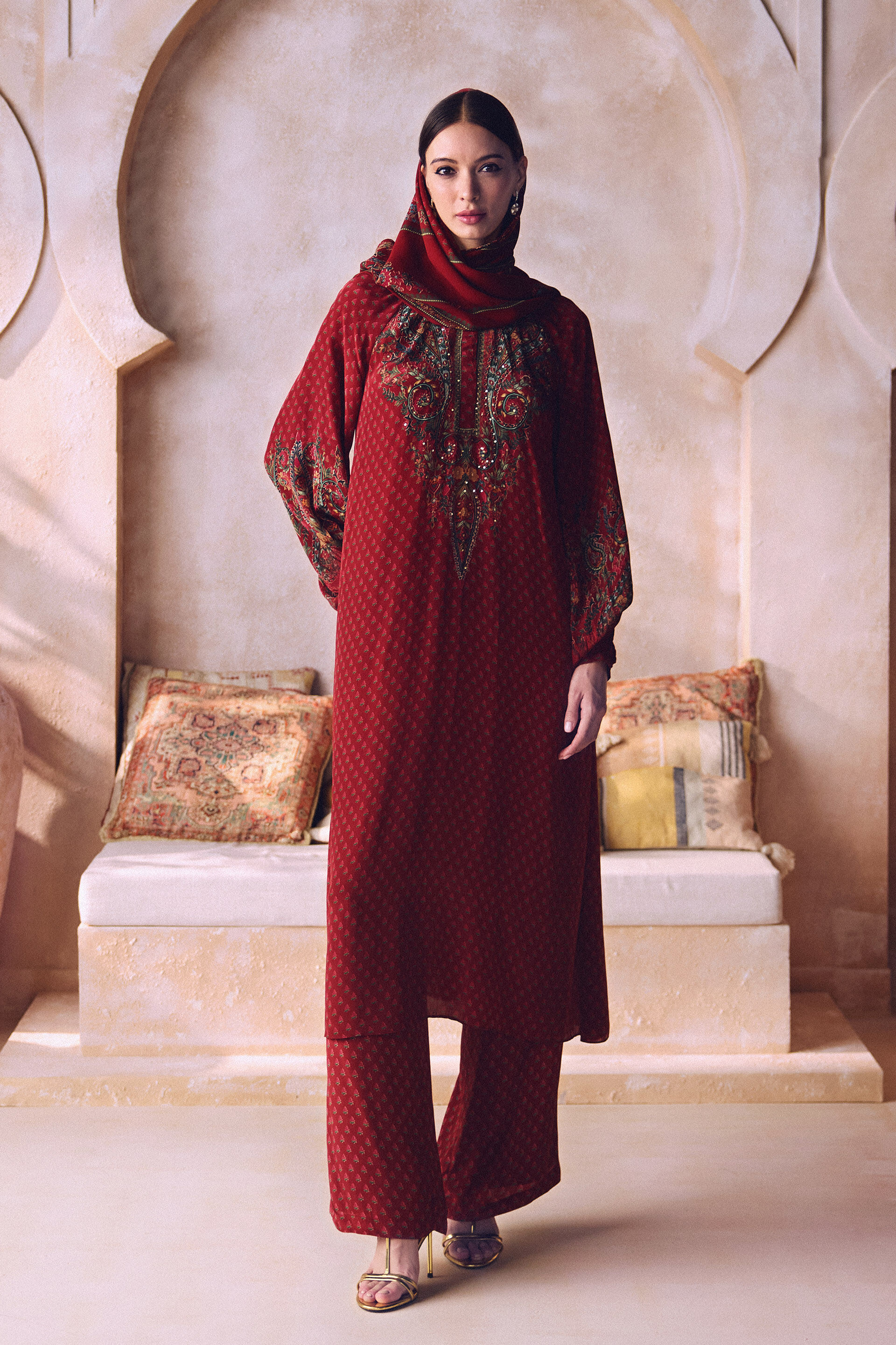 Alishba Kurta Set - Red